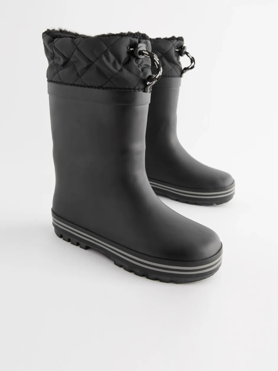 Laarzen|Boots*Next - Warme gevoerde regenlaarzen met rand Mono zwart