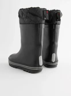Laarzen|Boots*Next - Warme gevoerde regenlaarzen met rand Mono zwart