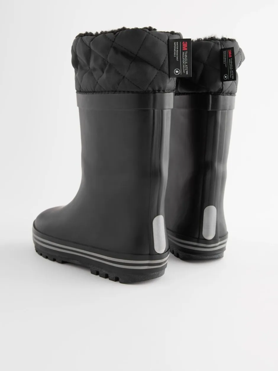 Laarzen|Boots*Next - Warme gevoerde regenlaarzen met rand Mono zwart