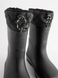 Laarzen|Boots*Next - Warme gevoerde regenlaarzen met rand Mono zwart