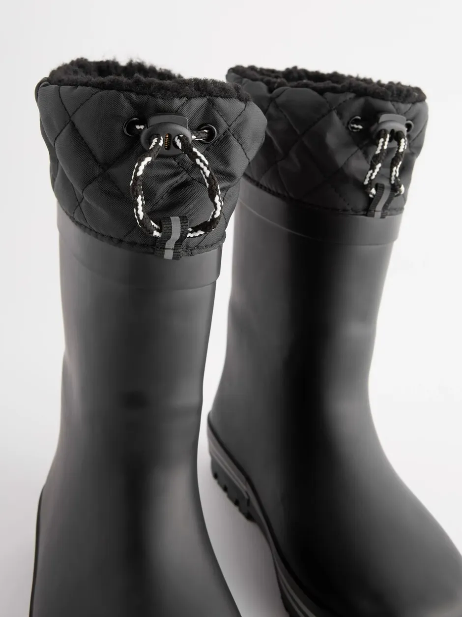 Laarzen|Boots*Next - Warme gevoerde regenlaarzen met rand Mono zwart