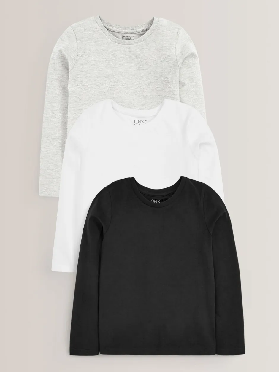 T-Shirts*Next Monochroom - Verpakking van 3 basis T-shirts met lange mouwen (3-16jr)