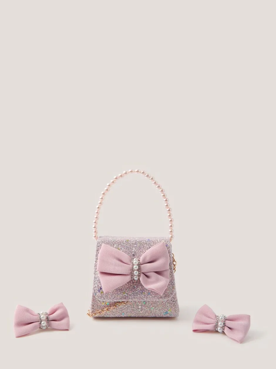 Gelegenheidskleding|Tassen*Monsoon Bow Glitter Bag & Hair Clips Set