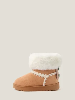 Boots*Monsoon Crochet Bow Fluffy Ankle Boots