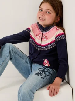Gebreide Kleding|Monsoon Eenhoornvest met fairislemotief