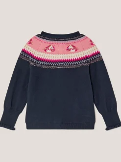 Gebreide Kleding|Monsoon Eenhoornvest met fairislemotief