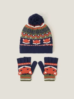 Mutsjes En Antikrabwantjes|Mutsen, Handschoenen En Sjaals|Monsoon Fox Bobble Hat & Gloves Set