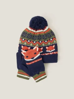 Mutsjes En Antikrabwantjes|Mutsen, Handschoenen En Sjaals|Monsoon Fox Bobble Hat & Gloves Set