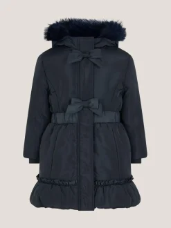 Jassen, Jacks En Kinderwagenpakjes|Schoolkleding|Monsoon Frill Bow Hooded Coat