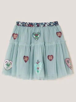 Shorts En Rokken|Monsoon Heart Embellished Tulle Skirt