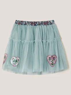 Shorts En Rokken|Monsoon Heart Embellished Tulle Skirt