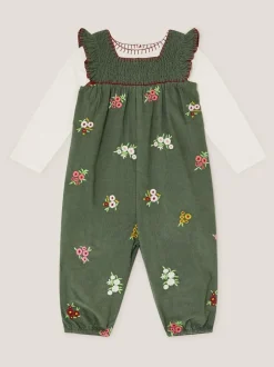 Jumpsuits En Playsuits|Monsoon Long Sleeve Top & Floral Corduroy Dungarees Set