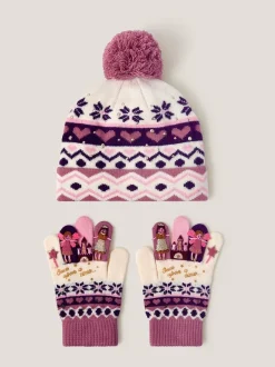 Mutsjes En Antikrabwantjes|Mutsen, Handschoenen En Sjaals*Monsoon Princess muts en Handschoenen met Fair Isle motief en bobbeltjes Set