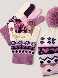 Mutsjes En Antikrabwantjes|Mutsen, Handschoenen En Sjaals*Monsoon Princess muts en Handschoenen met Fair Isle motief en bobbeltjes Set