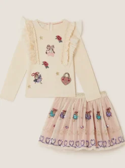 Gelegenheidskleding|Shorts En Rokken*Monsoon Ruffle Top & Embellished Skirt Set