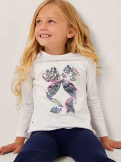Overhemden En Blouses|Monsoon Sequin Bow Long Sleeve Top