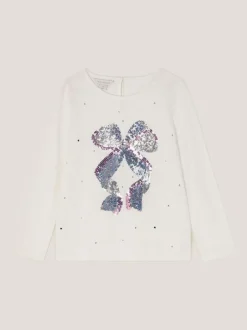 Overhemden En Blouses|Monsoon Sequin Bow Long Sleeve Top