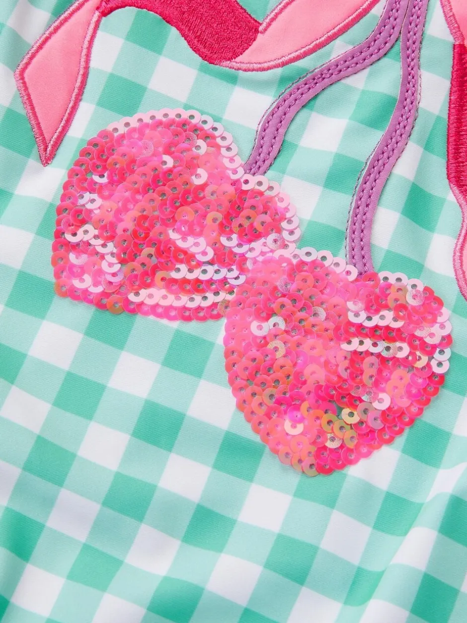 Badkleding|Monsoon Sequin Cherry Gingham Swimsuit
