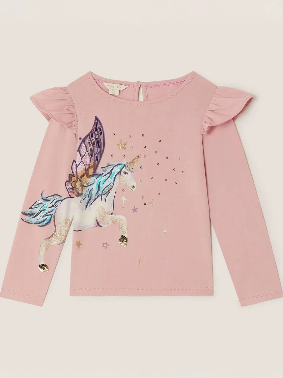 Gelegenheidskleding|T-Shirts|Monsoon Unicorn Embellished Long Sleeve Top