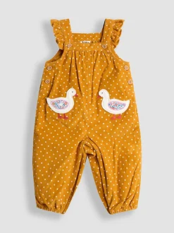 Jumpsuits En Playsuits|Jojo Maman Bébé - - Set van corduroy tuinbroek met applicatie en top Mosterdgeel eend