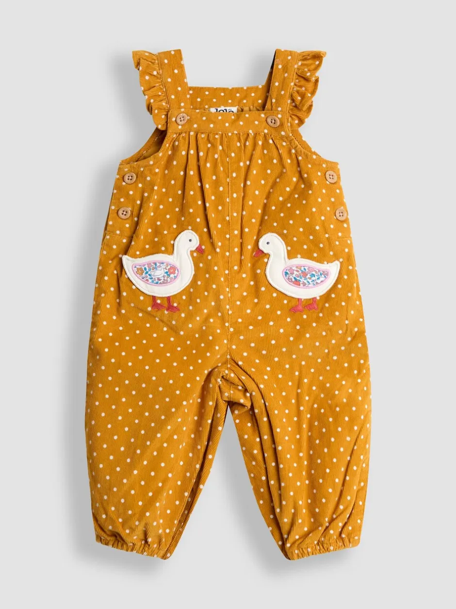 Jumpsuits En Playsuits|Jojo Maman Bébé - - Set van corduroy tuinbroek met applicatie en top Mosterdgeel eend