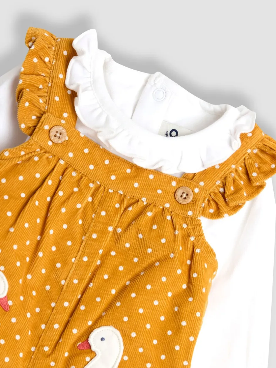 Jumpsuits En Playsuits|Jojo Maman Bébé - - Set van corduroy tuinbroek met applicatie en top Mosterdgeel eend