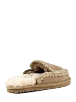 Pantoffels*Mou Suede Full Eskimo Sheepskin Lined Stitch Mule Slippers