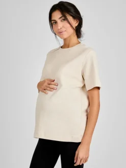 Moederschap*Jojo Maman Bébé Moutkleurig - - Oversized boyfriend zwangerschaps-T-shirt
