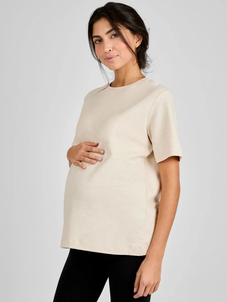 Moederschap*Jojo Maman Bébé Moutkleurig - - Oversized boyfriend zwangerschaps-T-shirt