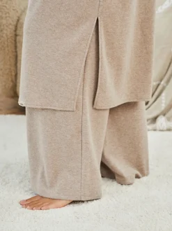 Loungewear|Broeken|Laura Ashley - gebreide loungebroek Moutkleurig