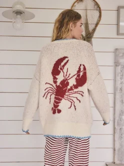 Gebreide Kleding|Next Moutkleurig - Lobster Button Cardigan