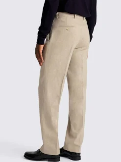 Formele Broek|MOSS - Flannel Wide Leg Trousers Moutkleurig