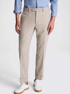 Formele Broek|MOSS - Flannel Trousers Moutkleurig