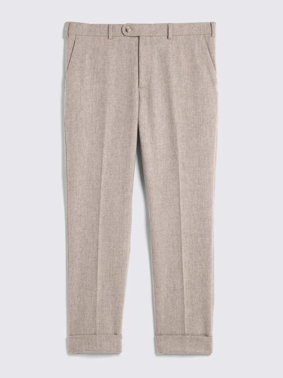Formele Broek|MOSS - Flannel Trousers Moutkleurig