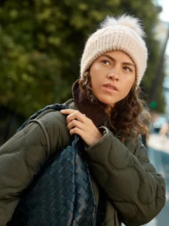 Mutsen, Handschoenen En Sjaals|Next Moutkleurig - Pointelle Knit Pom Hat