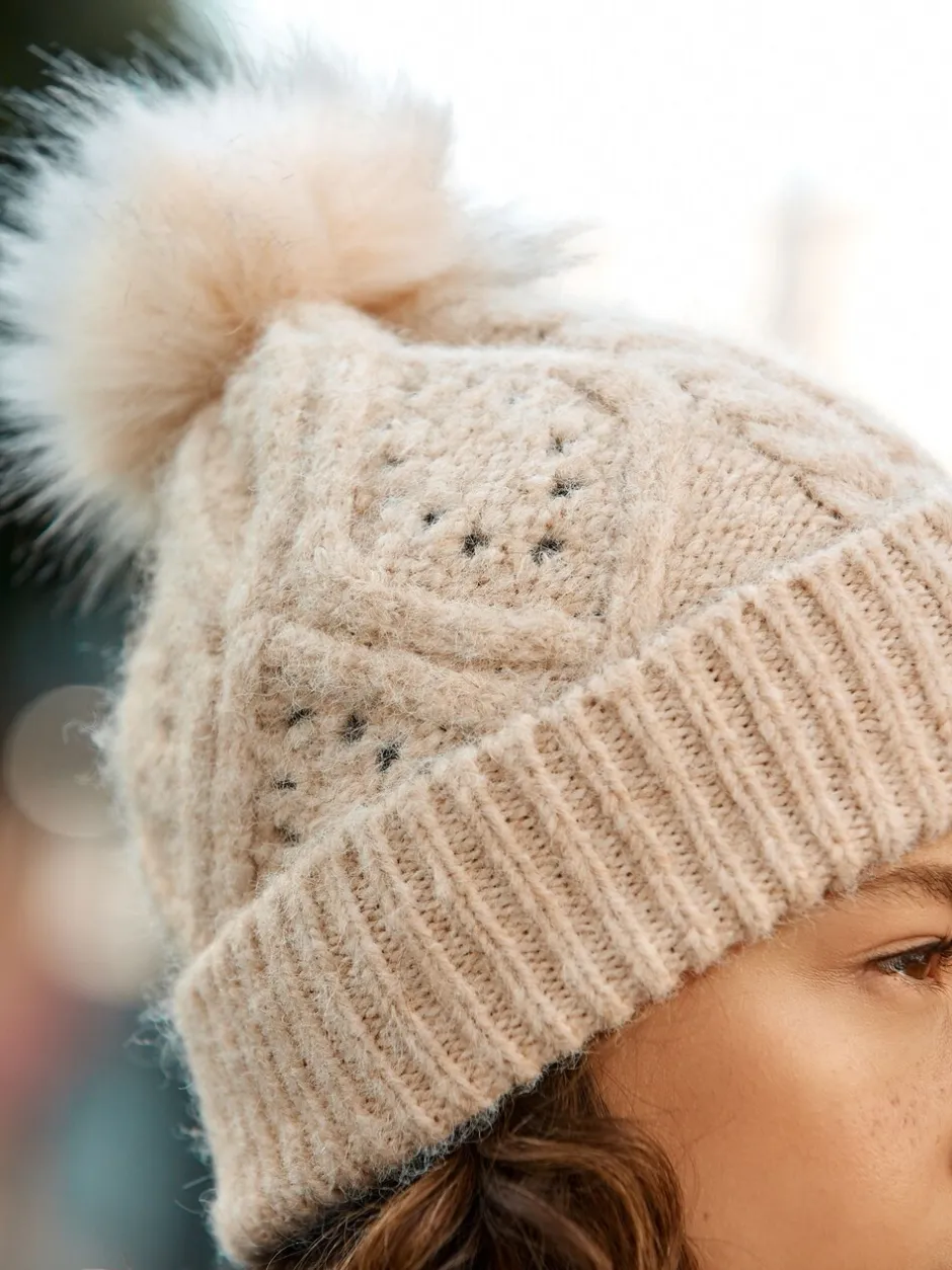 Mutsen, Handschoenen En Sjaals|Next Moutkleurig - Pointelle Knit Pom Hat