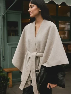 Jassen En Jacks|Next - Wrap Front Cape Poncho Moutkleurig