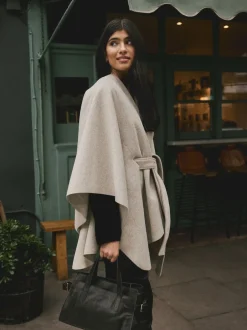 Jassen En Jacks|Next - Wrap Front Cape Poncho Moutkleurig