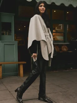 Jassen En Jacks|Next - Wrap Front Cape Poncho Moutkleurig