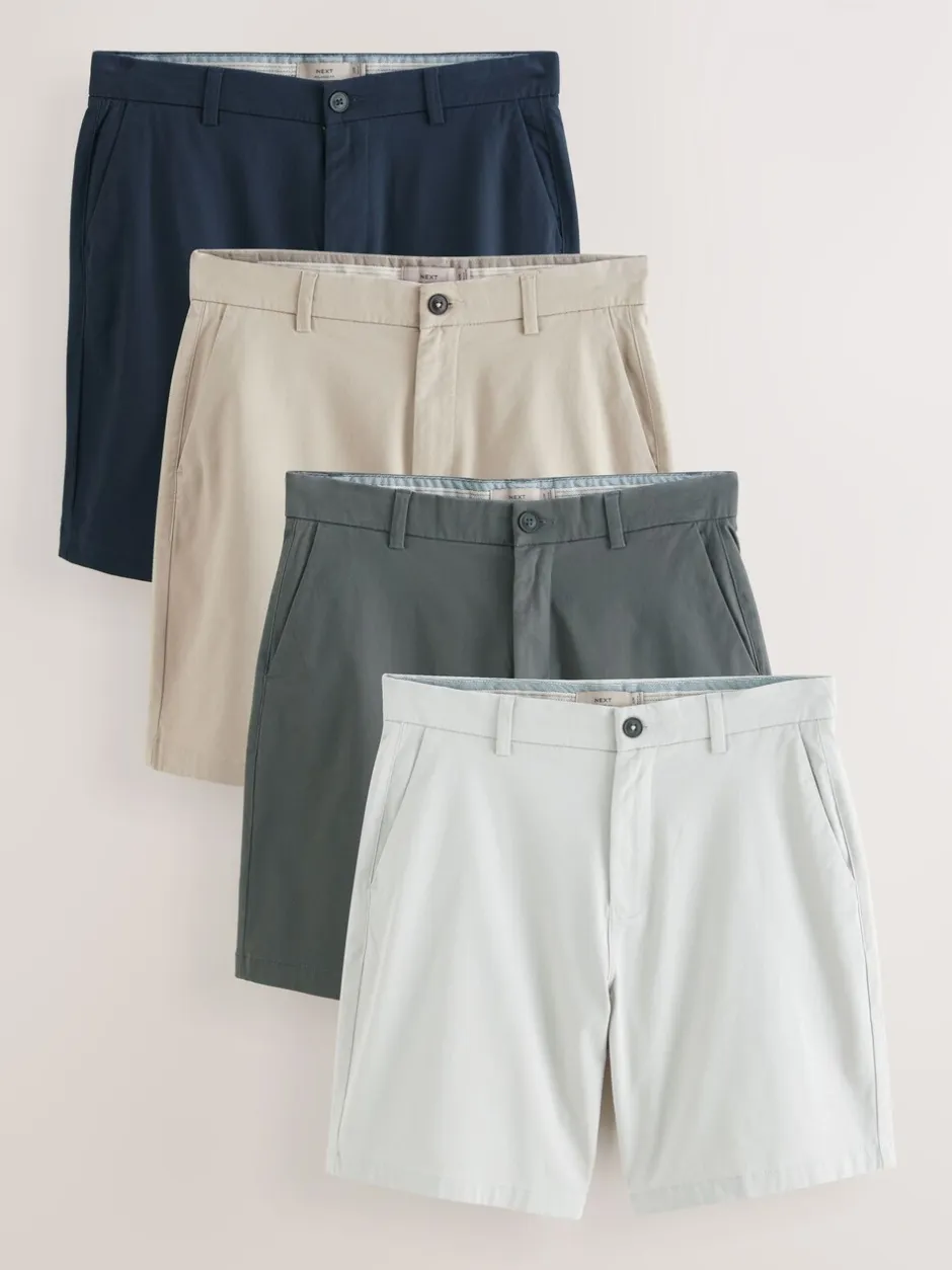 Shorts*Next Multi - Ruimvallende pasvorm. - Set van 4 chinoshorts met stretch
