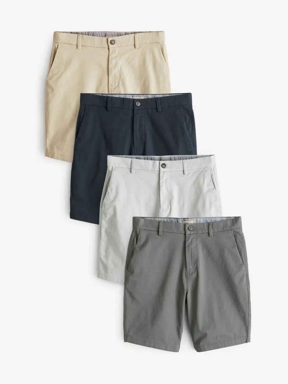Shorts|Next - Straight fit - Set van 4 chinoshorts met stretch Multi