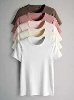 Tops En T-Shirts*The Set Multi - 5 Pack Korte Mouw Geribd T-shirt