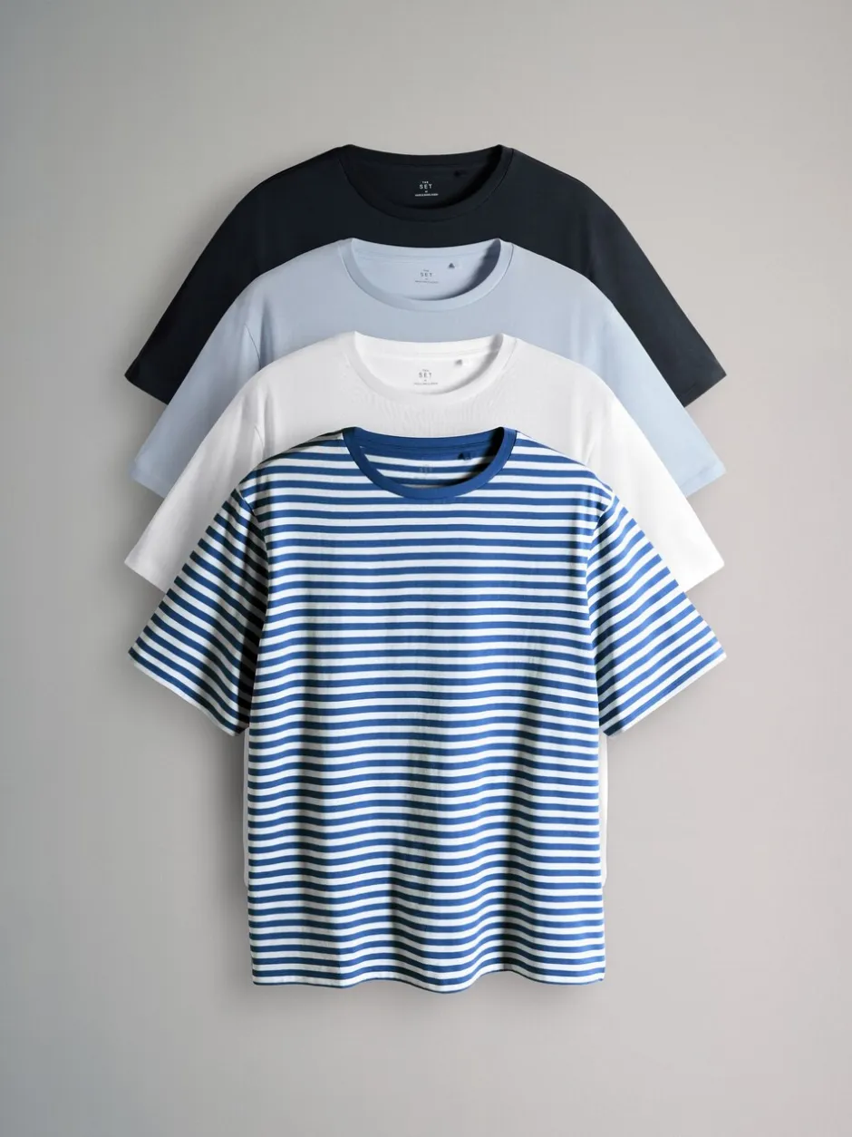 Tops En T-Shirts|The Set Multi - verpakking van 4 relaxte T-shirts met korte mouwen