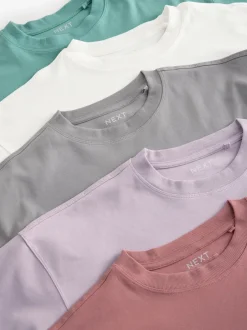 Tops En T-Shirts|Next Multi - Verpakking van 5 100% katoenen boxy T-shirts met korte mouwen