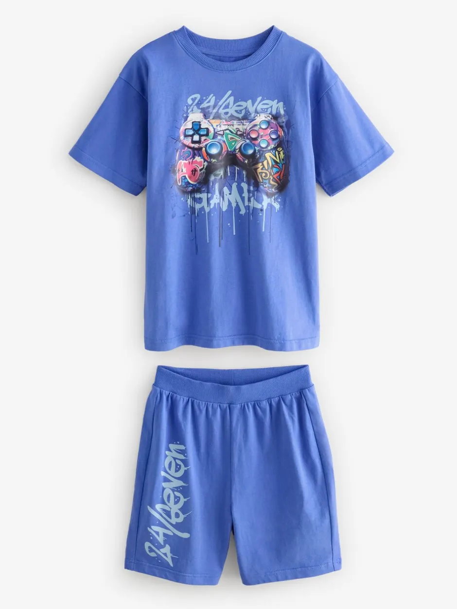 Pyjama's|Nachtkleding En Pyjama's*Next - Set van 2 pyjama's met short (3-16 jr) Multi Bright Graffiti Gamer