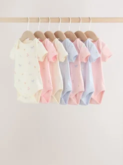 Rompertjes En Hemdjes|Next Multi Pastel Character - 7 Babyrompertjes met korte mouwen