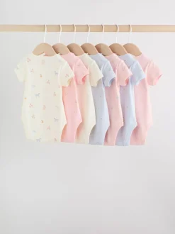 Rompertjes En Hemdjes|Next Multi Pastel Character - 7 Babyrompertjes met korte mouwen
