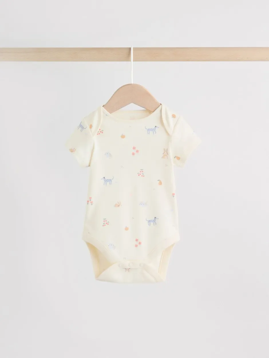 Rompertjes En Hemdjes|Next Multi Pastel Character - 7 Babyrompertjes met korte mouwen