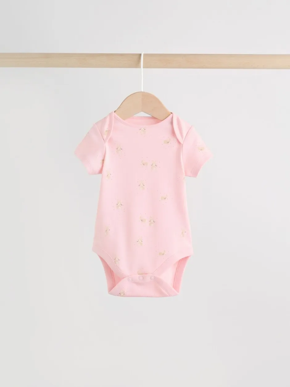 Rompertjes En Hemdjes|Next Multi Pastel Character - 7 Babyrompertjes met korte mouwen