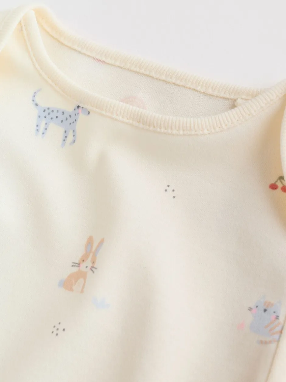 Rompertjes En Hemdjes|Next Multi Pastel Character - Set van 5 babyrompertjes met lange mouwen